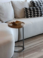 Stylish Ash Wood and Steel Side Table - Modern Accent Furniture for Any Room hrn-5255