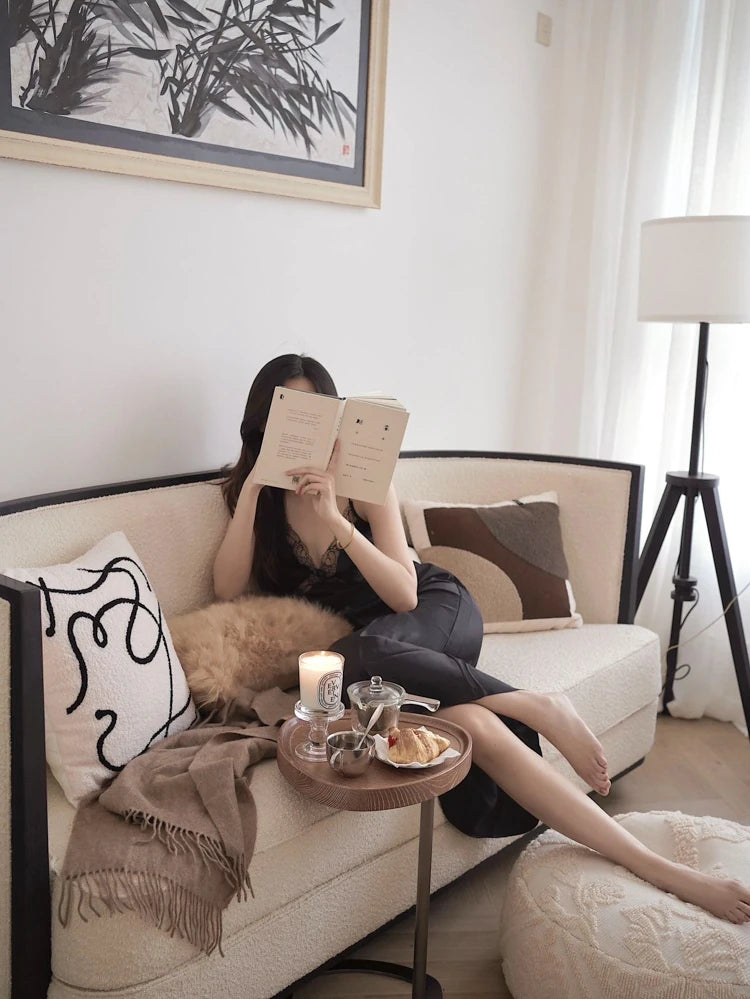 Stylish Ash Wood and Steel Side Table - Modern Accent Furniture for Any Room hrn-5255