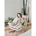 Luxurious Down & Silk Floss Rocking Chair with Beech Wood & Synthetic Leather Accent - Perfect for Stylish Relaxation hrn-5256