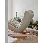 Luxurious Down & Silk Floss Rocking Chair with Beech Wood & Synthetic Leather Accent - Perfect for Stylish Relaxation hrn-5256