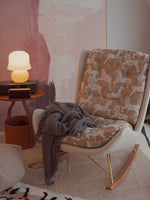 Luxurious Down & Silk Floss Rocking Chair with Beech Wood & Synthetic Leather Accent - Perfect for Stylish Relaxation hrn-5256