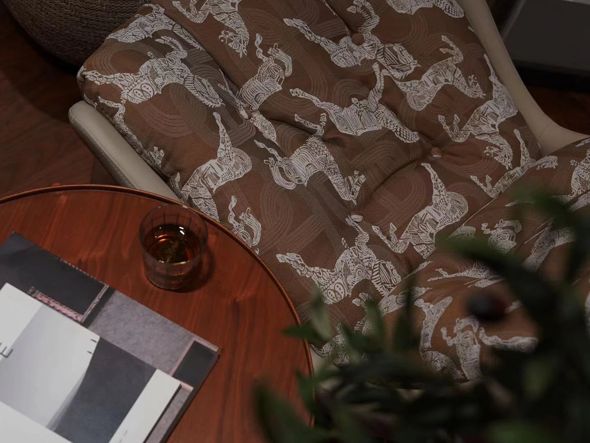 Luxurious Down & Silk Floss Rocking Chair with Beech Wood & Synthetic Leather Accent - Perfect for Stylish Relaxation hrn-5256