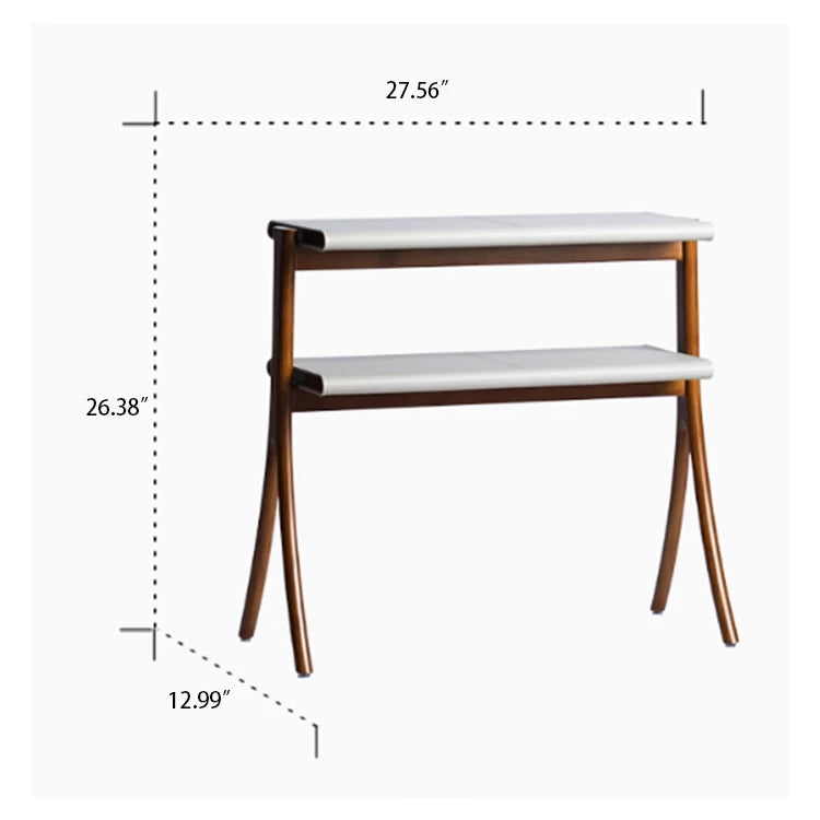 Stylish Rubber Wood Side Table with Synthetic Leather Accents – Perfect for Any Space! hrn-5258