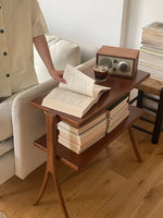 Stylish Rubber Wood Side Table with Synthetic Leather Accents – Perfect for Any Space! hrn-5258