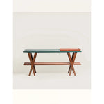 Stylish Ash Wood Console Table with Multi-layer Board and Synthetic Leather Accents hrn-5260