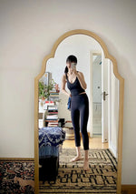 Elegant Beech Wood Mirror with Glass Finish - Stylish Home Décor Accent for Any Room hrn-5261