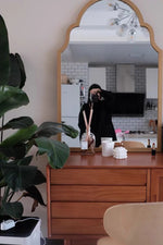 Elegant Beech Wood Mirror with Glass Finish - Stylish Home Décor Accent for Any Room hrn-5261