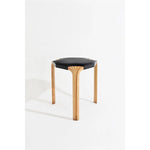 Stylish Cowhide and Ash Wood Stool - Modern Hexagonal Design for Any Space hrn-5262