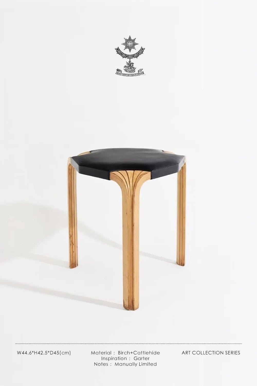 Stylish Cowhide and Ash Wood Stool - Modern Hexagonal Design for Any Space hrn-5262