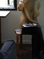 Stylish Cowhide and Ash Wood Stool - Modern Hexagonal Design for Any Space hrn-5262