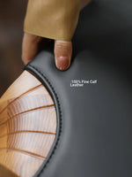 Stylish Cowhide and Ash Wood Stool - Modern Hexagonal Design for Any Space hrn-5262