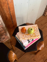 Stylish Cowhide and Ash Wood Stool - Modern Hexagonal Design for Any Space hrn-5262