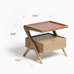 Stylish Elm Wood Nightstand with Removable Synthetic Leather Tray – Modern Multi-Functional Design hrn-5265