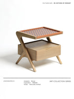 Stylish Elm Wood Nightstand with Removable Synthetic Leather Tray – Modern Multi-Functional Design hrn-5265