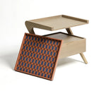 Stylish Elm Wood Nightstand with Removable Synthetic Leather Tray – Modern Multi-Functional Design hrn-5265