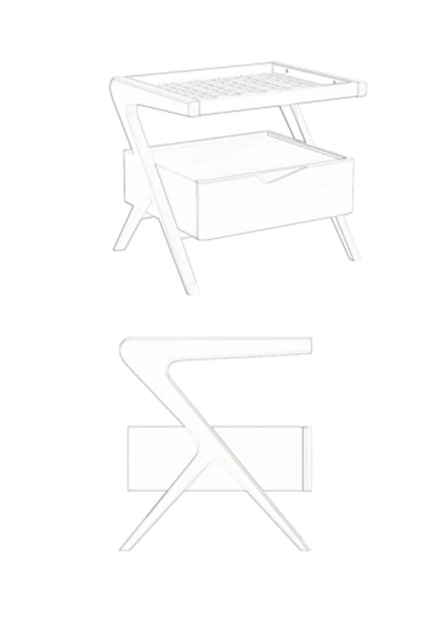 Stylish Elm Wood Nightstand with Removable Synthetic Leather Tray – Modern Multi-Functional Design hrn-5265