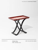 Elegant Birch Side Table with Floral Design – Modern Accent for Living Room or Bedroom hrn-5266