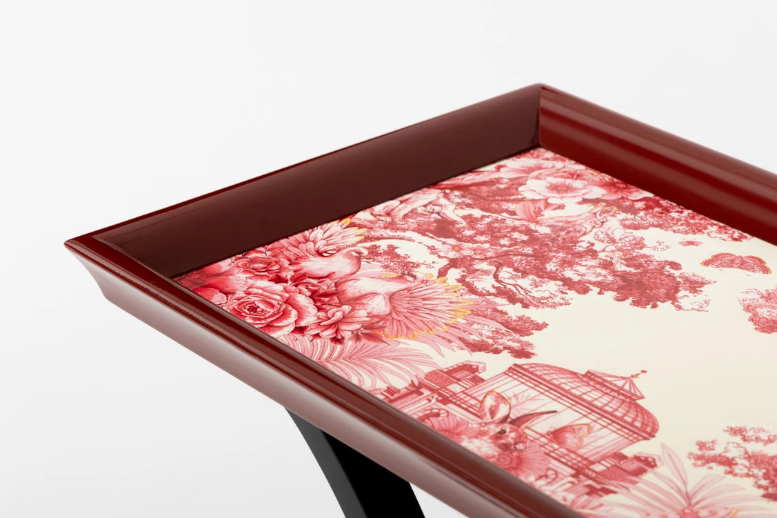 Elegant Birch Side Table with Floral Design – Modern Accent for Living Room or Bedroom hrn-5266