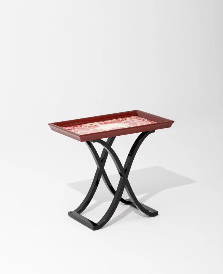 Elegant Birch Side Table with Floral Design – Modern Accent for Living Room or Bedroom hrn-5266