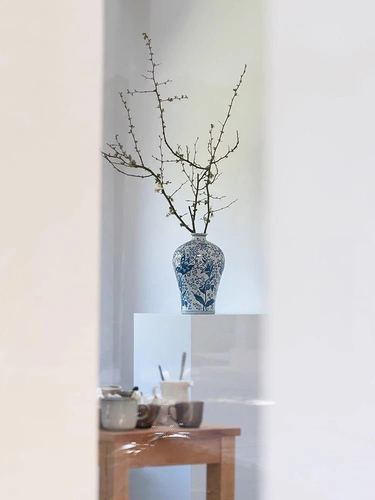 Elegant Birch Side Table with Floral Design – Modern Accent for Living Room or Bedroom hrn-5266