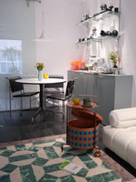 Stylish PU Leather Side Table with Stainless Steel Accents and Black Walnut Wood Base – Modern Decorative Accent for Living Room and Bedroom hrn-5267