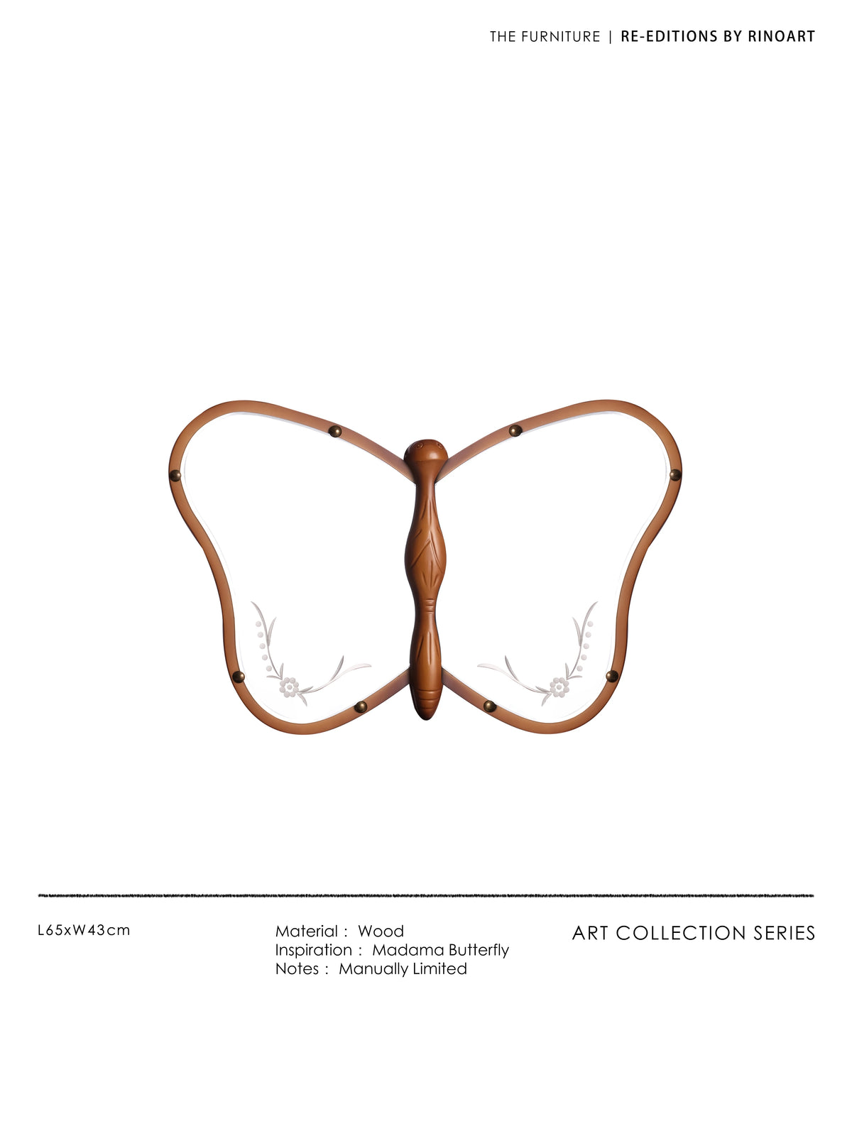 Unique Butterfly-Shaped Mirror with Solid Wood Frame - Hand-Cut Glass Design for Elegant Home Décor hrn-5268