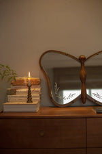 Unique Butterfly-Shaped Mirror with Solid Wood Frame - Hand-Cut Glass Design for Elegant Home Décor hrn-5268