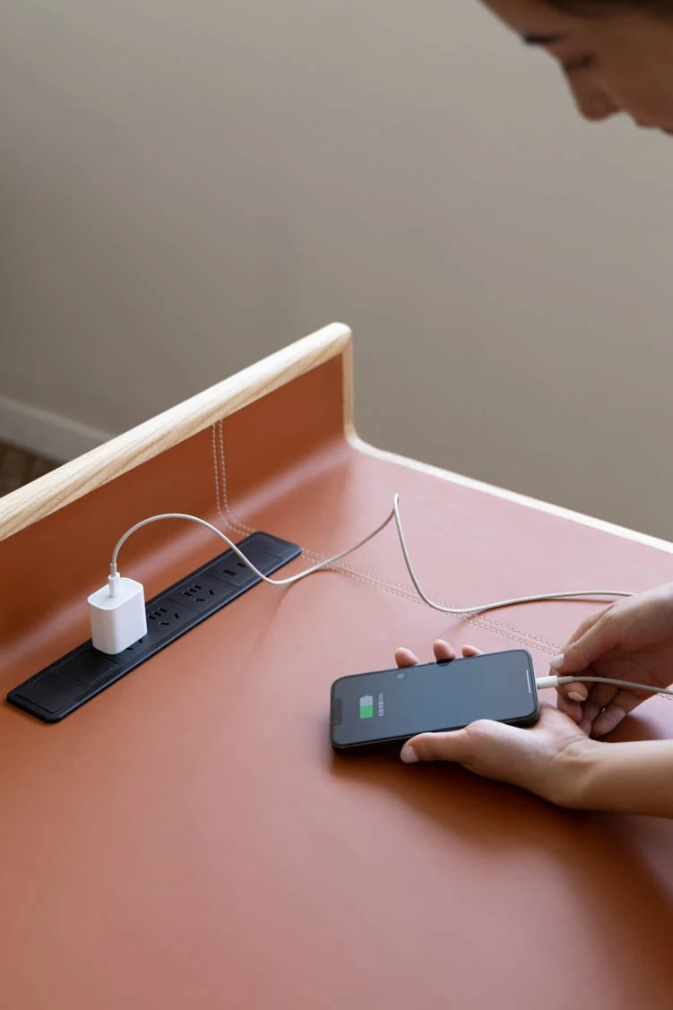 Stylish Ash Wood Computer Desk with Synthetic Leather Top - Modern Home Office Furniture hrn-5269