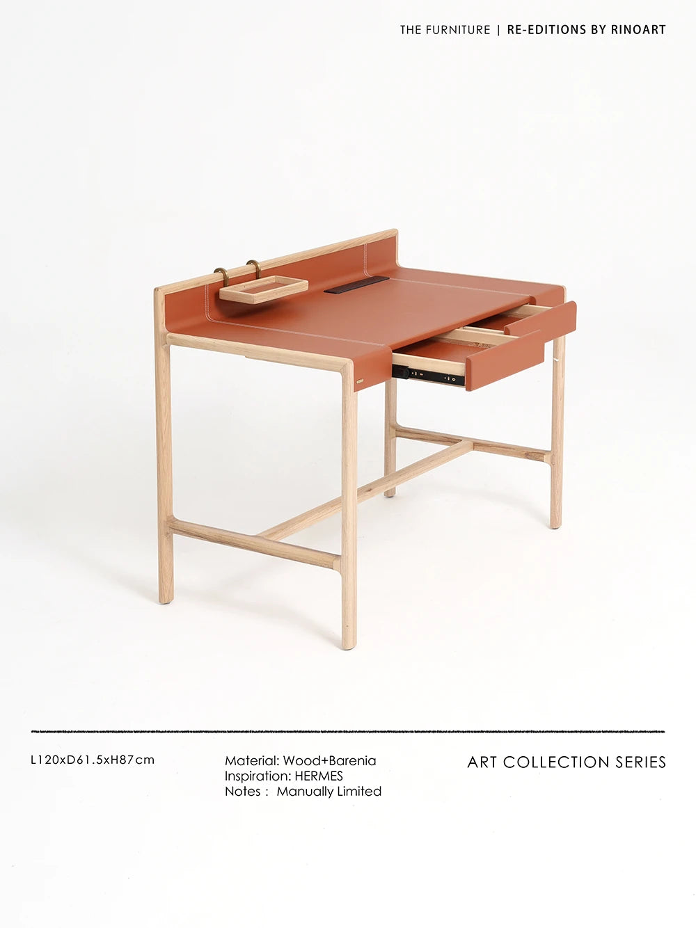 Stylish Ash Wood Computer Desk with Synthetic Leather Top - Modern Home Office Furniture hrn-5269
