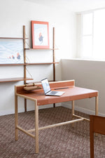 Stylish Ash Wood Computer Desk with Synthetic Leather Top - Modern Home Office Furniture hrn-5269