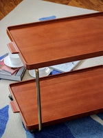 Elegant Metal and Oak Serving Cart with Copper Accents - Perfect for Entertaining hrn-5272