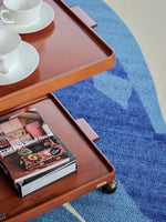 Elegant Metal and Oak Serving Cart with Copper Accents - Perfect for Entertaining hrn-5272