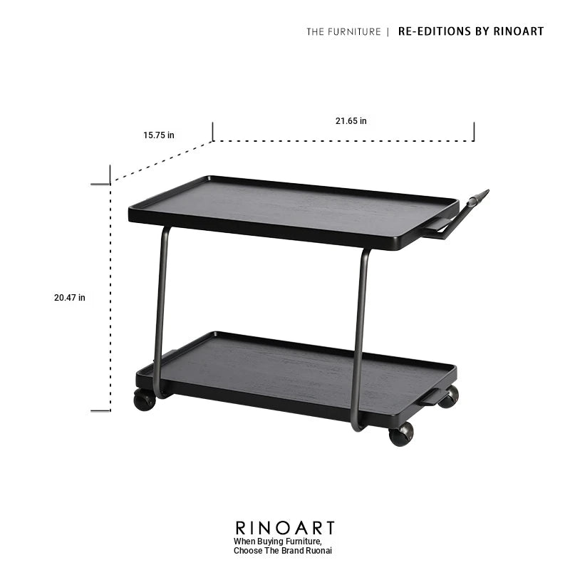 Elegant Metal and Oak Serving Cart with Copper Accents - Perfect for Entertaining hrn-5272