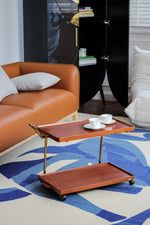 Elegant Metal and Oak Serving Cart with Copper Accents - Perfect for Entertaining hrn-5272