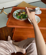 Elegant Metal and Oak Serving Cart with Copper Accents - Perfect for Entertaining hrn-5272