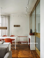 Elegant Metal and Oak Serving Cart with Copper Accents - Perfect for Entertaining hrn-5272