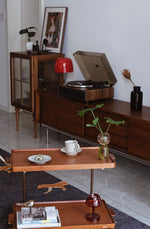 Elegant Metal and Oak Serving Cart with Copper Accents - Perfect for Entertaining hrn-5272