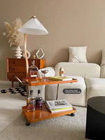 Elegant Metal and Oak Serving Cart with Copper Accents - Perfect for Entertaining hrn-5272