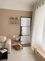 Elegant Metal and Oak Serving Cart with Copper Accents - Perfect for Entertaining hrn-5272