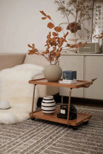 Elegant Metal and Oak Serving Cart with Copper Accents - Perfect for Entertaining hrn-5272