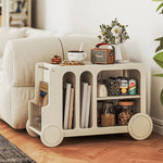 Elegant Solid Wood Tea Table with Ceramic Sintered Stone Top and Glass Shelving - Stylish Rolling Cart for Kitchen and Living Room Storage hrvr-5083