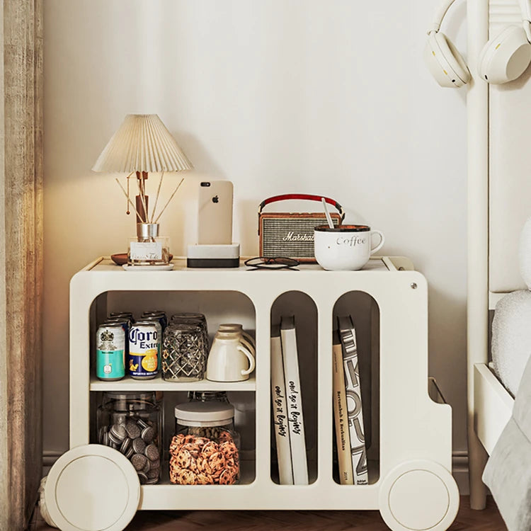 Elegant Solid Wood Tea Table with Ceramic Sintered Stone Top and Glass Shelving - Stylish Rolling Cart for Kitchen and Living Room Storage hrvr-5083