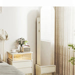 Elegant Solid Wood and Glass Full-Length Mirror – Stylish Multi-Layer Board Design for Home Décor hrvr-5085