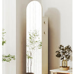 Elegant Solid Wood and Glass Full-Length Mirror – Stylish Multi-Layer Board Design for Home Décor hrvr-5085