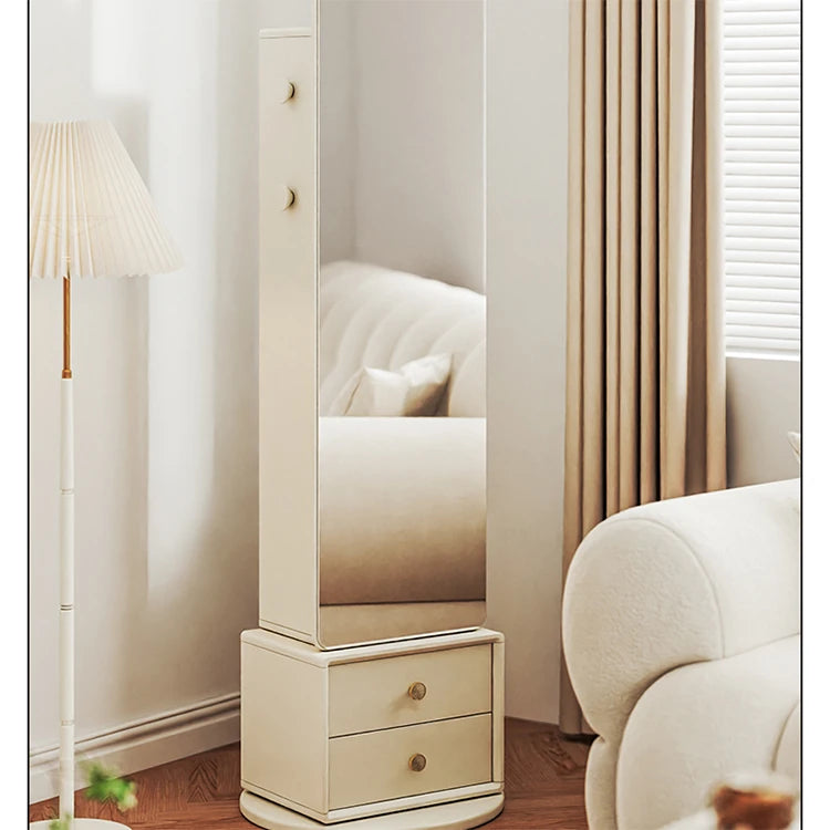 Elegant Solid Wood and Glass Full-Length Mirror – Stylish Multi-Layer Board Design for Home Décor hrvr-5085