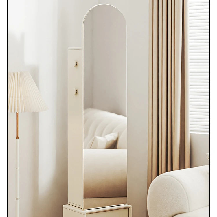 Elegant Solid Wood and Glass Full-Length Mirror – Stylish Multi-Layer Board Design for Home Décor hrvr-5085