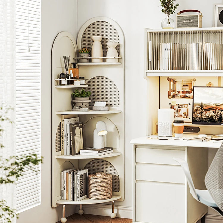 Stylish Solid Wood Rattan Weaving Cabinet - Elegant Curved Design for Modern Living Spaces hrvr-5086