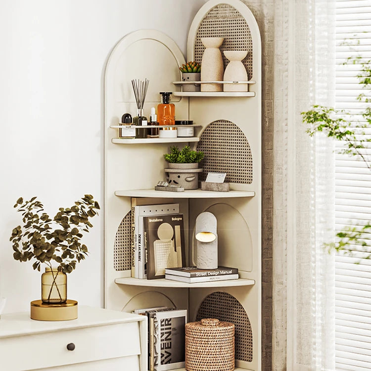 Stylish Solid Wood Rattan Weaving Cabinet - Elegant Curved Design for Modern Living Spaces hrvr-5086