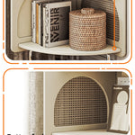 Stylish Solid Wood Rattan Weaving Cabinet - Elegant Curved Design for Modern Living Spaces hrvr-5086
