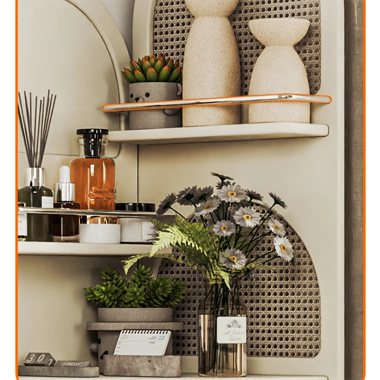 Stylish Solid Wood Rattan Weaving Cabinet - Elegant Curved Design for Modern Living Spaces hrvr-5086